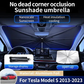за Tesla, Модел S 2013 ~ 2022 2023 2020 2021 2019 2018 Слънчеви Седалките На Предното Стъкло на Колата на сенника Протектор Чадър Аксесоари