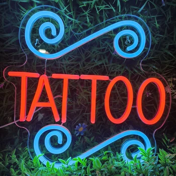 ТАТУИРОВКА-неонови светлини, стенни надписи за татуировки-салон, студио, магазин, led неонова реклама, забавен, с монтиран на стената арт декор за бизнес магазини, мъжки пещера