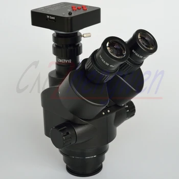Стереоскопичен микроскоп FYSCOPE 38MP HDMI 60SPF с 7X-45Ч едновременно фокусно тринокулярным увеличение, стереоскопическая корона бял/черен цвят