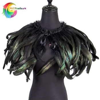 Черните пера от петел, шал за жени, шиене за cosplay на Хелоуин, пера, маски, сексуална украса от пера в стил пънк-готически