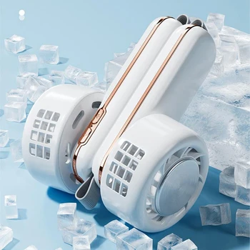 Вентилатор за охлаждане на шията 3000 mah, зареждане чрез USB, преносим мързелив спортен фен, мини-ръчно фен, турбинен вентилатор за охлаждане на открито