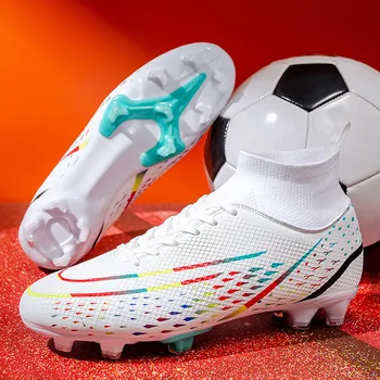 Нови футболни обувки с висок берцем за мъжете, удобни дишащи мъжки футболни обувки, устойчива на плъзгане, спортни обувки за футбол на открито, дамски