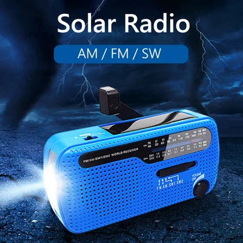 Слънчево Disaster Радио С Ръчно Задвижване FM AM SW Led Фенерче Мини Преносим Слънчев Кривошипный Радио с Блок захранване 1200 ма