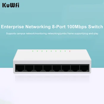 KuWFi 8 Порта Ethernet 10/100/Mbps Тенис на Мрежов Комутатор RJ45 Адаптер Fast Ethernet трафик 1,6 G Auto MDI/MDIX