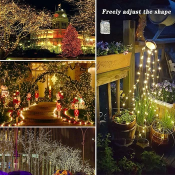 Открит Слънчев Струнен Лампа 300/200/100/50 LED Страхотен Венец 8 Режима на Градина Двор Дърво на Коледно Парти Водоустойчива Лампа От Медна Тел
