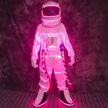 Led светлинен костюм астронавти, мъжки костюм за cosplay Аниме за Хелоуин, космически костюм за нощен клуб, представа за партита, футуристичната облекло