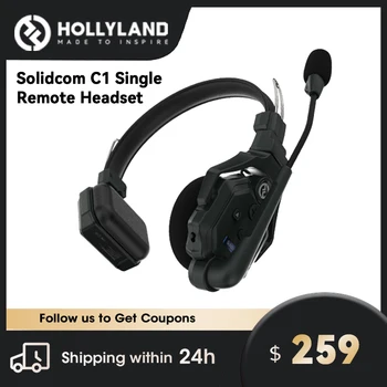 Hollyland Solidcom C1 Единично Дистанционно Слушалки, Одноухая Полнодуплексная Безжична Система за Вътрешна връзка на Командния връзка Стандарт на ЕС