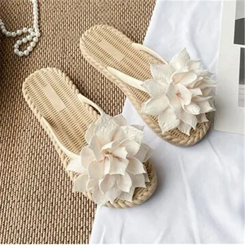 Дамски летни ежедневни чехъл-чехли с мека подметка, нескользящие, дишащи домашни ежедневни чехли за баня с цветя, прекрасни плажни чехли за почивка
