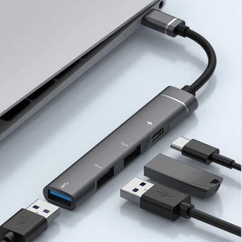 4в1 USB3.0 Хъб 4-портов USB3.0 USB2.0 удължителен кабел Type-C USB PD мультиразветвитель OTG Адаптер за КОМПЮТРИ и Компютърни Аксесоари