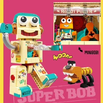 Креативен робот-играчка град, блок, Супер X. Боб, тухлени фигурки, прът, отборът на модел, колекция от образователни играчки за детски подаръци