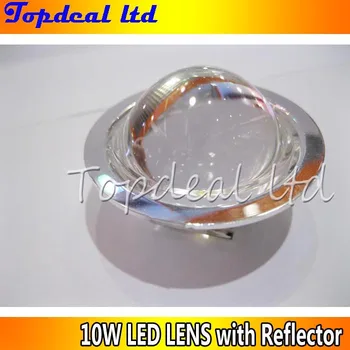 10 комплекти оптични стъклени лещи с диаметър 44 мм + рефлектор на обектива за led чип с мощност 10 W 60-80 градуса