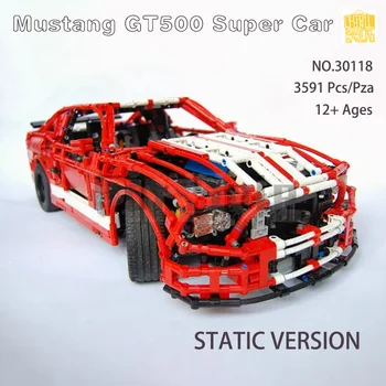 Moc 30118 Модел супермобиля Mustang GT500 с рисунки във формат PDF, строителни блокове, тухли, детски играчки 