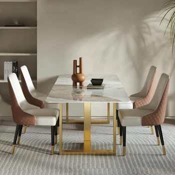 Златна правоъгълна дизайнерски дъска 1,8 м, комплекти за маса за хранене, малък апартамент, кухня, ресторант, мебели за дома, WXH71YH