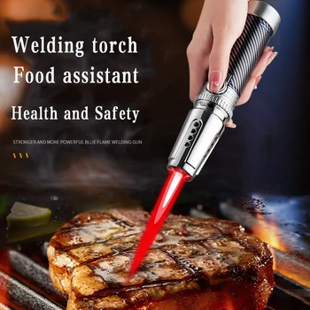 Пистолет-спрей 1300 ℃ Турбо метална газова запалка с червен пламък Кухненски принадлежности за приготвяне на храна и пушенето ветроупорен запалки за пури, барбекю