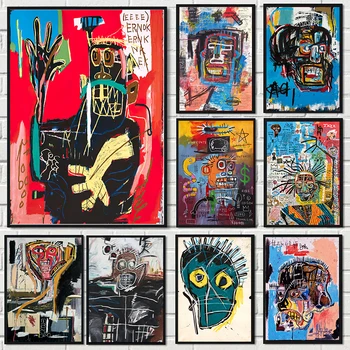 Известен художник Жан-Мишел, графити, художествени плакати, платно, абстрактно стенно изкуство, за съвременната всекидневна, начало декор Куадрос