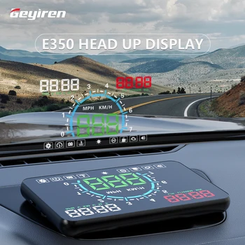 Кола дисплей GEYIREN OBD2 HUD с 5,8-инчов екран с едър шрифт, щепсела и да играе, Аларма Превишена скорост, Разход на гориво, Проекция на Предното стъкло