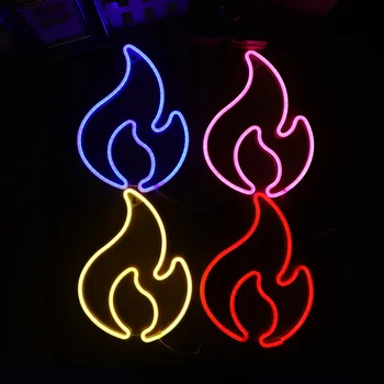 Дизайн неонови табели, Wanxing Fire Flame led монтиране на лампата се захранва от USB/батерията е за магазин за дома декорация, парти, клуб, коледен подарък