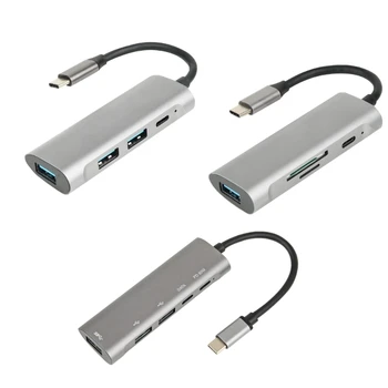 Многопортовый C USB-хъб за преносими компютри и таблети Type C, increaser възможности за свързване, портативен дизайн, хъбове Type C