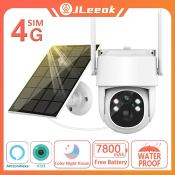 JLeeok 5MP 4G Слънчева Камера Вградена Батерия 7800 mah PIR Откриване на Човек Външна Система за Видеонаблюдение WIFI Камера iCSee