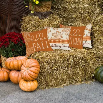 Калъфки с тыквенными кленовыми листа, празничен декор за възглавници за Деня на благодарността, водоустойчив есенни калъфки за дома, комплект от 4 фигури