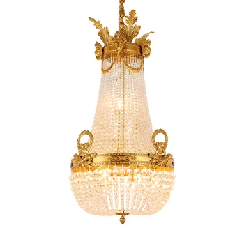 DINGFAN Luxury Осветление за дома, романтична кристален полилей, френска Изцяло Медна Полилей за Трапезария и Коридор