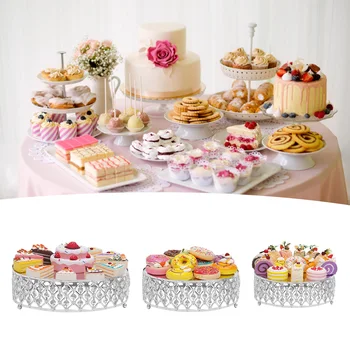 3 бр. огледален метален държач за торта и десерт/поставка за настолен дисплей Сватба/рожден ден