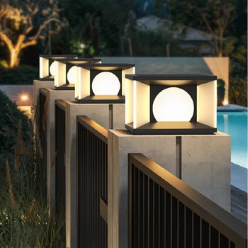 Луксозна led соларни лампа за тревни площи, открит водоустойчива лампа от неръждаема стомана, IP65, озеленяване на вили в двора, 85 ~ 265 В, улично осветление