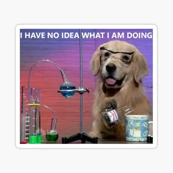 Химически кученце мем, 5 бр. стикери за украса на стаята, бутилка с вода, кола изкуство, монтиран на стената разпечатки за лаптоп, етикети за начало на багаж