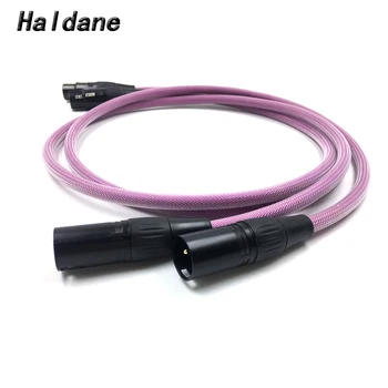 Двойката Haldane Позлатен аудио кабел XLR Balacned с 3-пинов XLR конектор за свързване на Усилвател между мъжете и жените с кабел XLO HTP1