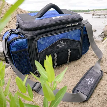 Чанта за съхранение на риболовни принадлежности за възрастни, горна чанта с цип, с сетчатыми джоба, дръжка за носене, регулируема, подвижна презрамка