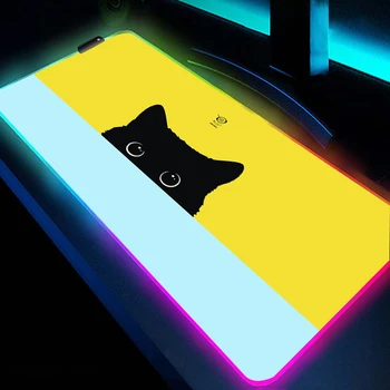 RGB Подложка За Мишка Kawaii Q-animals Игра Голяма Подложка За Мишка С Подсветка Сладък HD Принт Геймър Подложка За Мишка LED Оригиналния Компютърен Килим