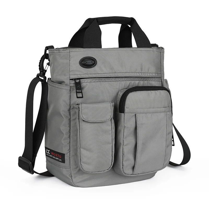 Мъжки многофункционална ежедневна чанта през рамо, чанта през рамо с дупка за слушалки, найлонова чанта, бизнес работна чанта с голям капацитет